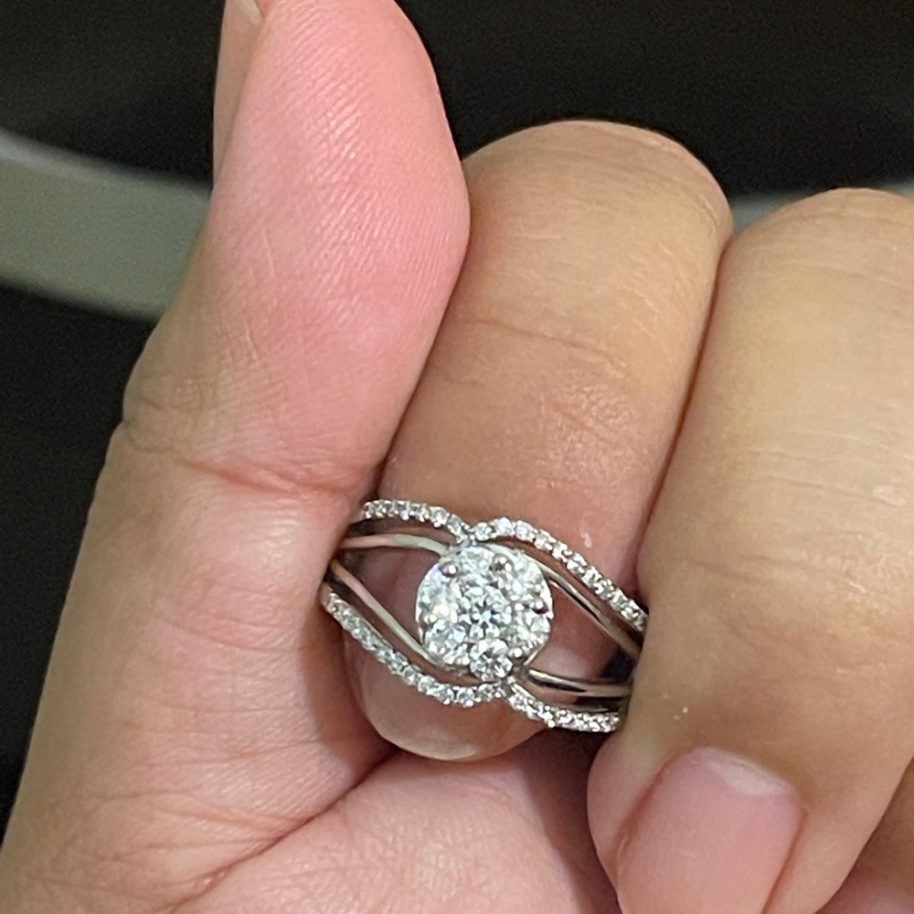 Zales engagement diamond ring 16k white gold.